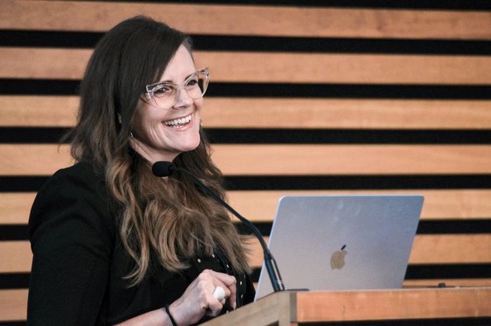 Christine Sheller speaking at the RGD conference